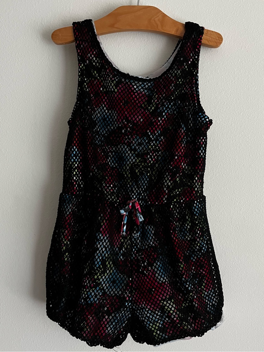 Limited Too Black Floral Mesh Tank Romper